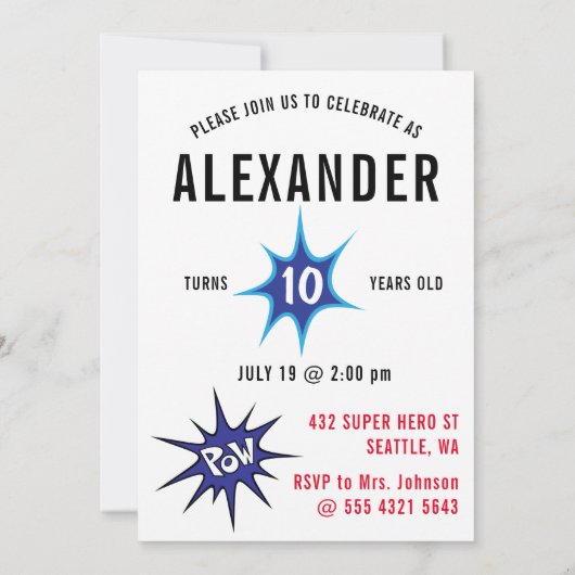 障害者スーパーヒーロー誕生日おもしろい車飛んでいるイス 招待状 (裏面)