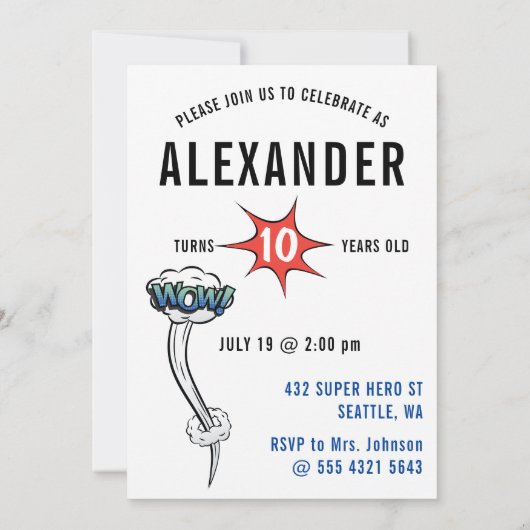 障害者スーパーヒーロ飛んでいる車いすおもしろい誕生日 招待状 (裏面)