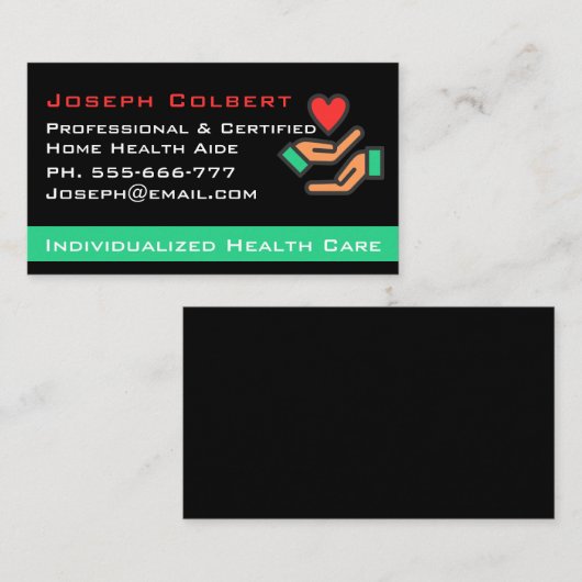 障害者ホームケア介護者ナースハート 名刺 (正面/裏面)