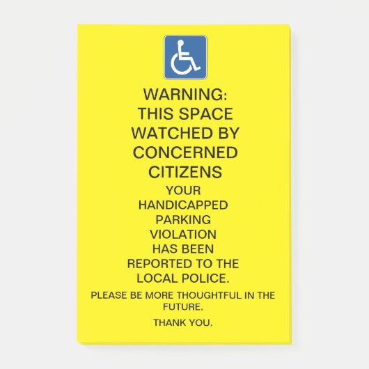 障害者警告駐車違反標識 ポストイット (正面)