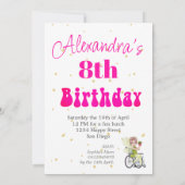 障害者車いす妖精ピンクの髪の女の子誕生日 招待状 (裏面)