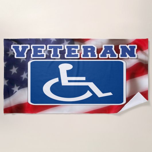 障害者退役軍人USA ビーチタオル (正面)