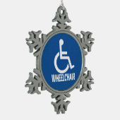 障害車いす スノーフレークピューターオーナメント (左)