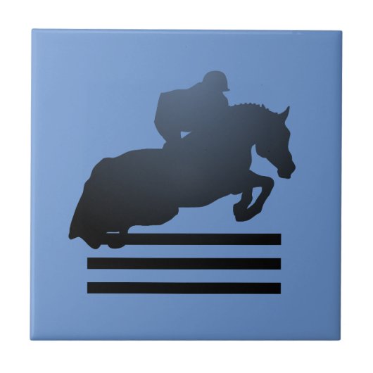 障害飛越する馬術選手。 タイル (正面)