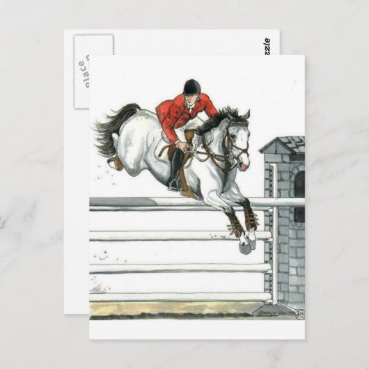 障害飛越の灰色馬 ポストカード (正面/裏面)