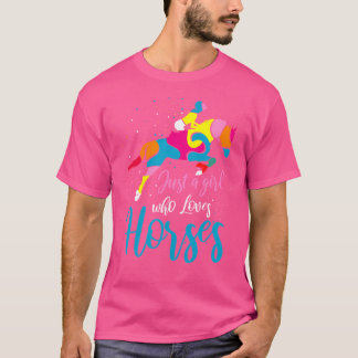 障害馬術の馬 イングリッシュライディングアートカラーブロック Tシャツ