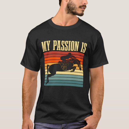 障害馬術は私の情熱 レトロな馬術 Tシャツ (正面)