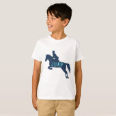 障害馬術ライダー 馬 跳ねる Tシャツ (正面フル)