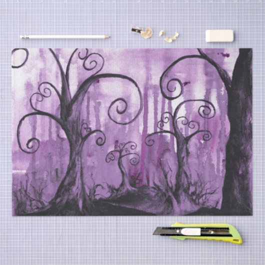 隠されたハートの木の超現実的なファンタジーの景色の芸術 薄葉紙 (クラフト)