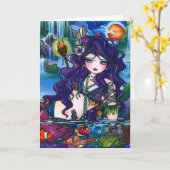 「隠された宝物」マーメイド妖精カード カード (黄色い花)