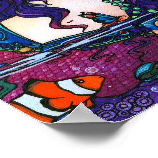 「隠された宝物」マーメイドGyspy妖精ファンタジーアート ポスター (角)