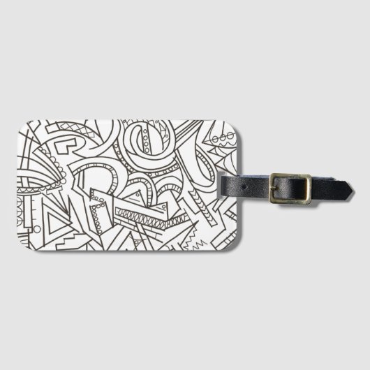 隠された宝石黒白の幾何モダン図形 ラゲッジタグ (正面横)