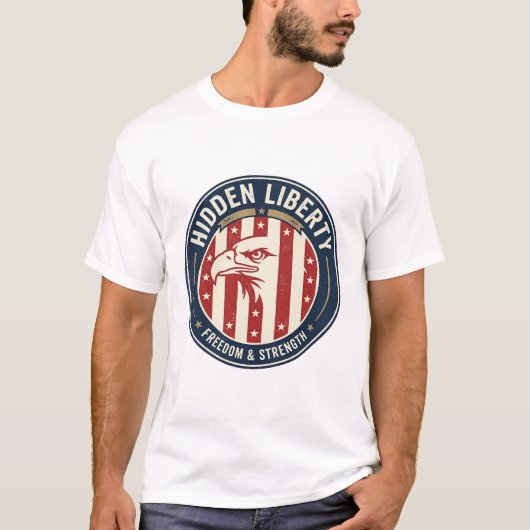 隠された自由 愛国 光学錯覚 Tシャツ (正面)