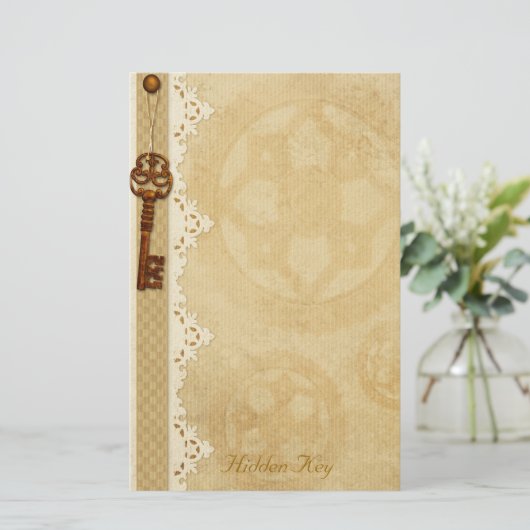 隠された鍵- Steampunkの文房具 便箋 (スタンド正面)