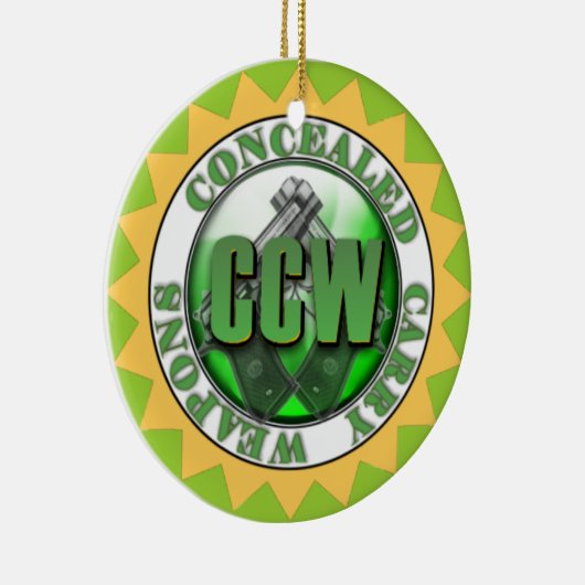 隠されるCCWは武器銃のオーナメントのクリスマスを運びます セラミックオーナメント (右)