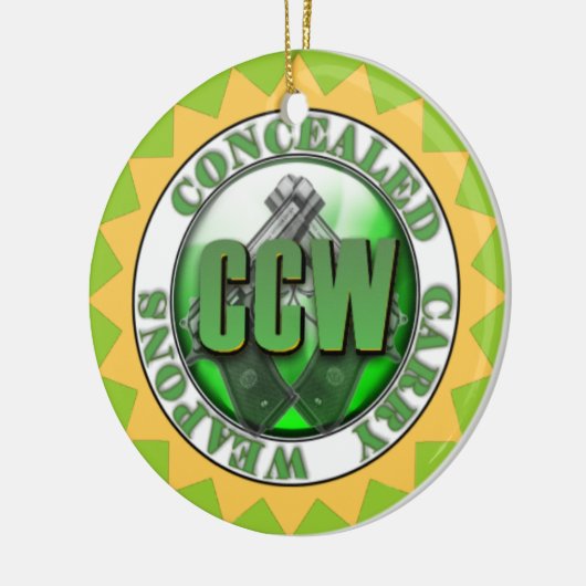隠されるCCWは武器銃のオーナメントのクリスマスを運びます セラミックオーナメント (左)