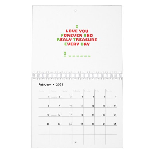 隠しおもしろいメッセージ カレンダー (2月 2026)