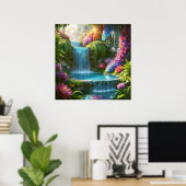 隠しオアシス – カラフル自然イラストレーションスタイル ポスター (ホームオフィス)