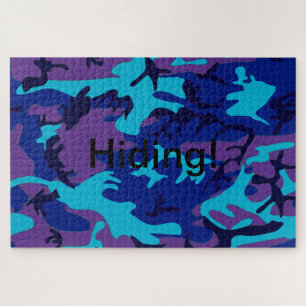 隠しテキスト ダークブルー パープル カモフラージュ ジグソーパズル