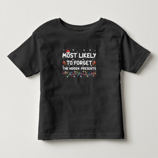 隠しプレゼントを忘れがちクリスマス トドラーTシャツ (正面)