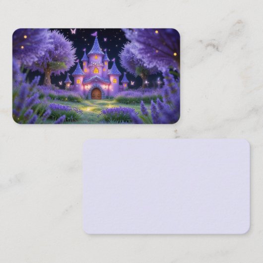 隠しラベンダーグローブブックマークの妖精の城 名刺 (正面/裏面)