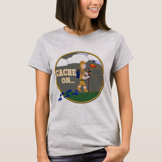 隠し場所! ブロンドGEOCACHINGのひよこの女の子 Tシャツ (正面)