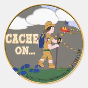 隠し場所! GEOCACHINGのひよこの女の子のブルネット ラウンドシール