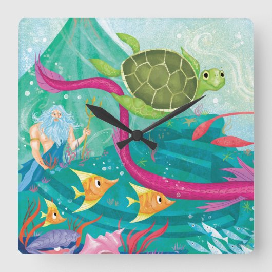 隠し海財 スクエア壁時計 (正面)