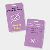 隠し障害ラニヤール不可視疾患ID バッジ (正面＆裏面)