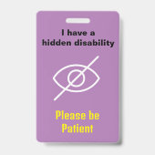 隠し障害ラニヤール不可視疾患ID バッジ (正面)