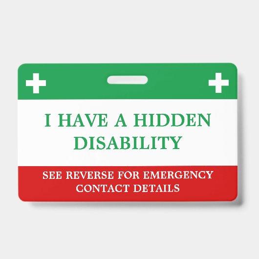 隠し障害医療警告ラニヤードアイスID バッジ (正面)