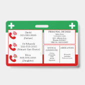 隠し障害医療警告ラニヤードアイスID バッジ (裏面)