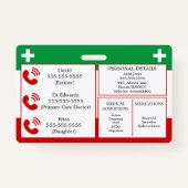 隠し障害医療警告ラニヤードアイスID バッジ (裏面)