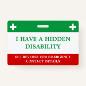 隠し障害医療警告ラニヤードアイスID バッジ (正面)