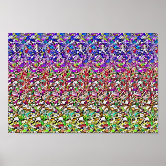隠し3Dステレオグラムのポスター、花の蝶 ポスター (正面)
