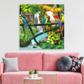 隠れたジャングルのパロット キャンバスプリント (インサイチュ (リビング))