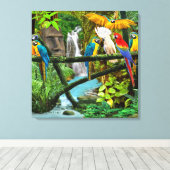 隠れたジャングルのパロット キャンバスプリント (インサイチュ (ウッドフロア))