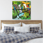 隠れたジャングルのパロット キャンバスプリント (インサイチュ (寝室))