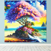 隠れた島の海 キャンバスプリント (インサイチュ (ウッドフロア))