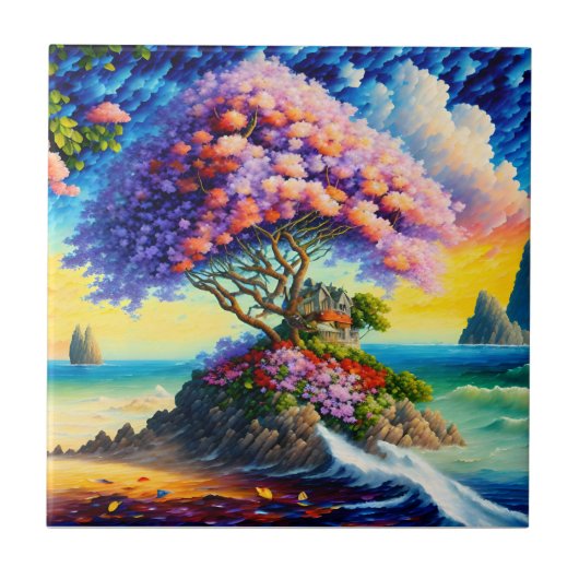 隠れた島の海 タイル (正面)