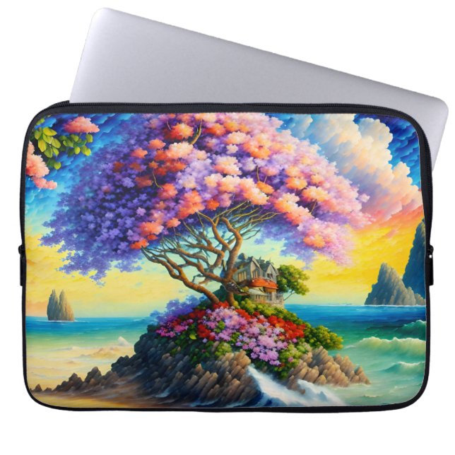 隠れた島の海 ラップトップスリーブ (正面)