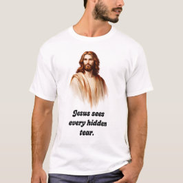 隠れた涙を見つめるイエス Tシャツ