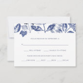 隠れた葉 |ウェディングRSVPと食事の選択 出欠カード (裏面)