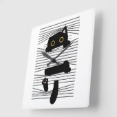 隠れた黒猫 かわいい面白いミニマリスト動物愛 スクエア壁時計 (傾斜)