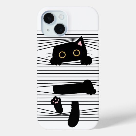 隠れた黒猫 かわいい面白いミニマリスト動物愛 Case-Mate iPhoneケース (裏面)