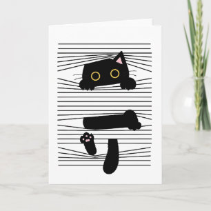 隠れた黒猫 かわいい 面白い ミニマリスト 動物 愛 カード