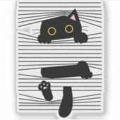 隠れた黒猫 かわいい 面白い ミニマリスト 動物 愛 シール (正面)
