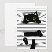 隠れた黒猫 かわいい 面白い ミニマリスト 動物 愛 招待状 (正面/裏面)