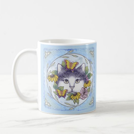 隠れている猫のマグカップ コーヒーマグカップ (左)