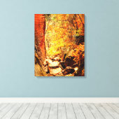 隠れキャニオン秋の色Zion写真包まれた キャンバスプリント (インサイチュ (ウッドフロア))